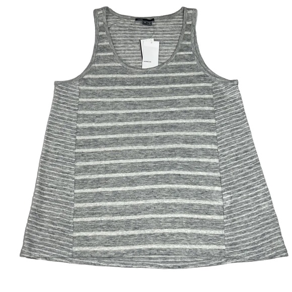 Vince. 100% Linen Tank Top Women's M Gray Striped Scoop Neck Designer NWT - Picture 17 of 17